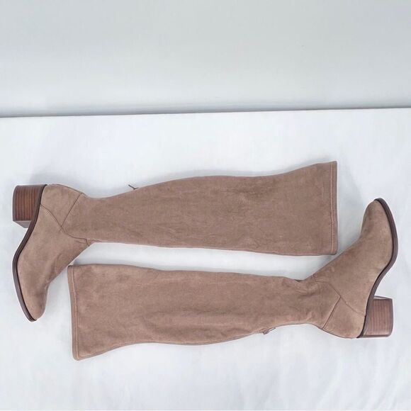 Steve Madden Gabbie Tan Vegan Suede Stretch Over The Knee Block Heel Boots 7.5 - Picture 6 of 13